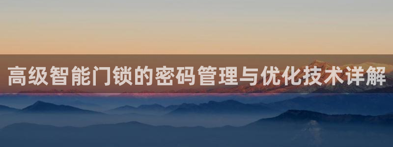 今年会金年会：高级智能门锁的密码管理与优化技术详解