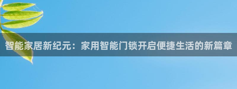 金年会在线：智能家居新纪元：家用智能门锁开启便捷生活的新篇章